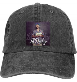 Lil Music Dicky Hat Cap Fashion Graphic Baseball Caps Adult Washed Denim Printed Casual Hat Black Black $11.80 Baseball Caps