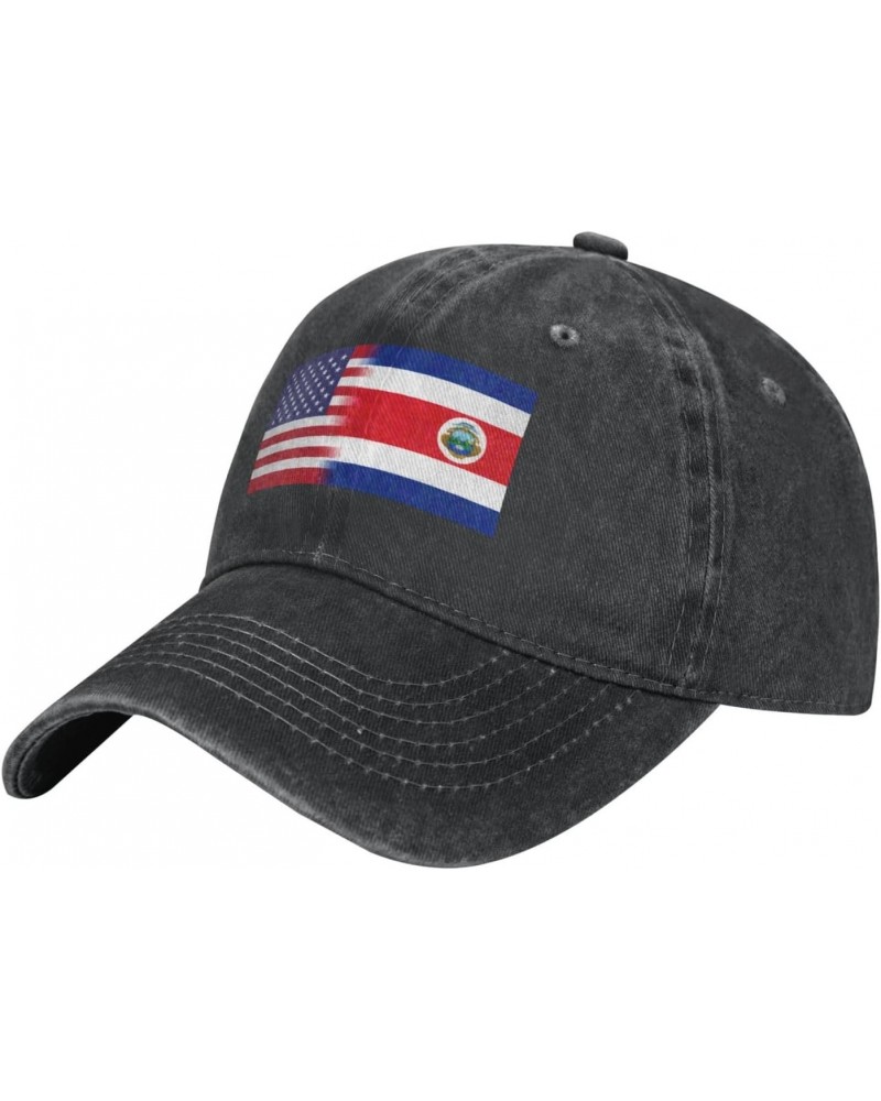 Costa Rica America Flag Oil Painted Baseball Cap for Men Women Fashionable Adjustable Denim Hat $15.79 Baseball Caps