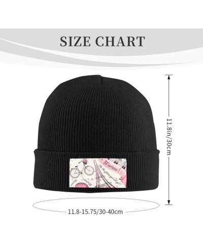 Dog and Paris Towe Print Knitted Hat Knit Cap Daily Knit Hat Men's Unisex Winter Beanie Hat Women Cap Warm Soft Caps Black $1...