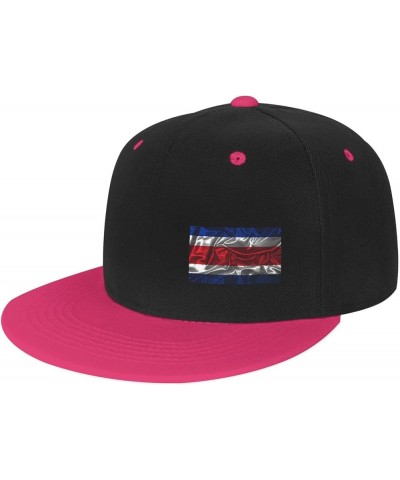 Silk Style Flag of Costa Rica Snapback Hat Flat Bill Hat Baseball Cap for Men Women Flat Brim Hats Pink $10.59 Baseball Caps