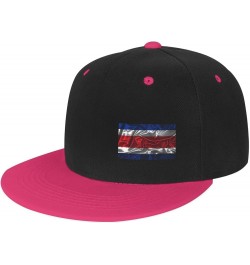 Silk Style Flag of Costa Rica Snapback Hat Flat Bill Hat Baseball Cap for Men Women Flat Brim Hats Pink $10.59 Baseball Caps