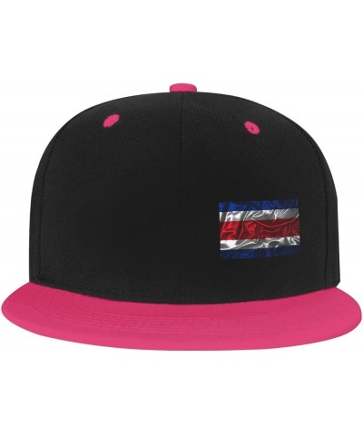 Silk Style Flag of Costa Rica Snapback Hat Flat Bill Hat Baseball Cap for Men Women Flat Brim Hats Pink $10.59 Baseball Caps