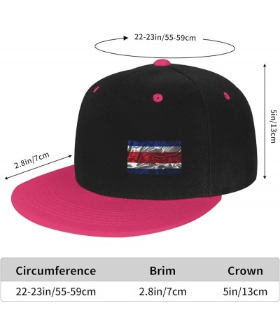 Silk Style Flag of Costa Rica Snapback Hat Flat Bill Hat Baseball Cap for Men Women Flat Brim Hats Pink $10.59 Baseball Caps