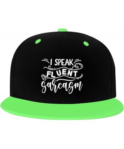 I Speak Fluent Sarcasm Snapback Hat for Men Women Baseball Cap Trucker Flat Bill Hats Dad Caps Green $9.70 Baseball Caps