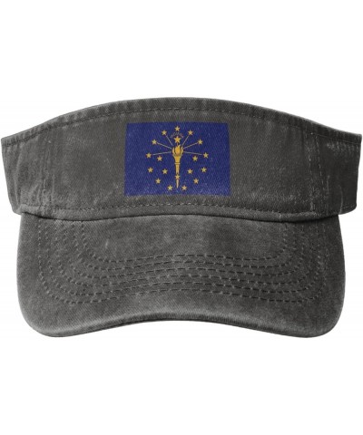 Flag of Indiana Sun Hat Sun Visor Hats for Women Men Baseball Cap Golf Hats Deep Heather $9.94 Visors