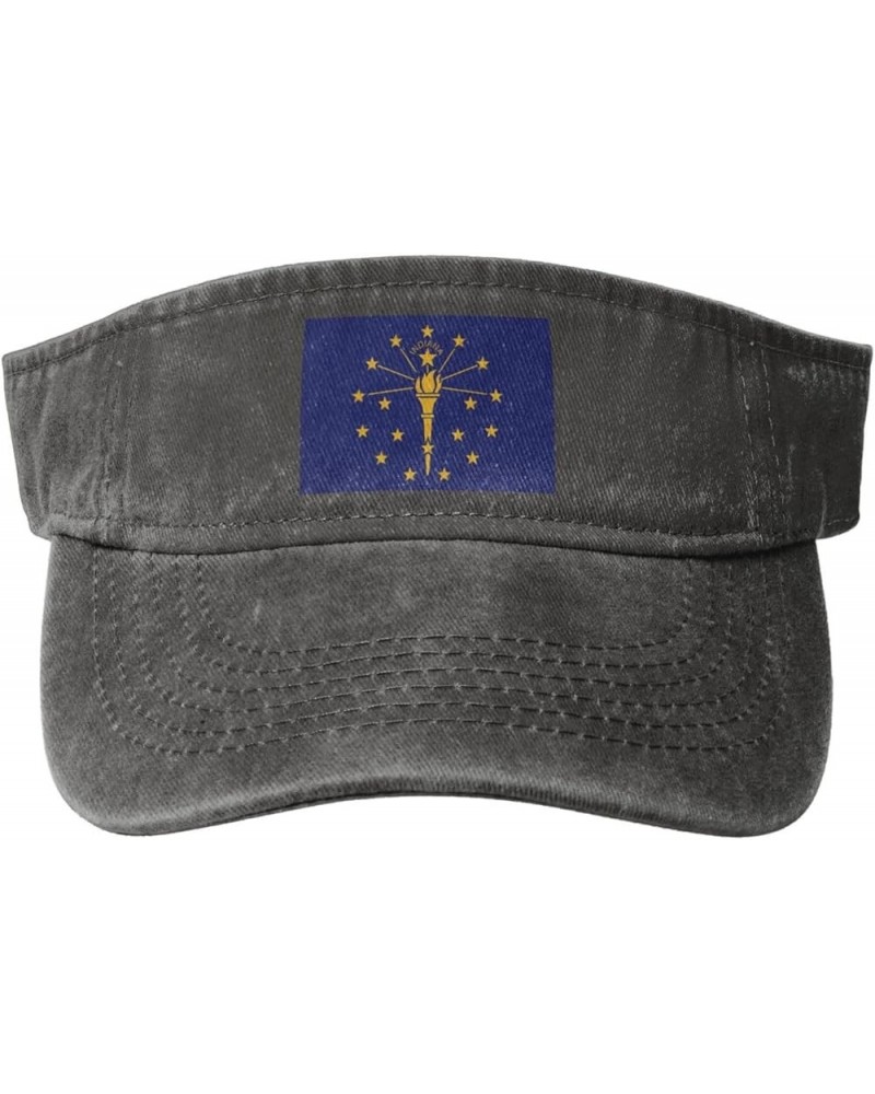 Flag of Indiana Sun Hat Sun Visor Hats for Women Men Baseball Cap Golf Hats Deep Heather $9.94 Visors