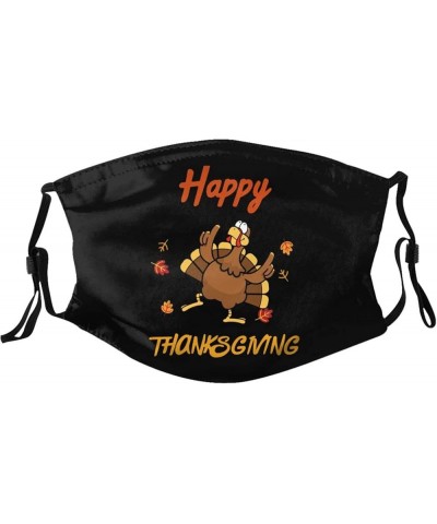 Happy Thanksgiving Funny Turkey Day Face Mask with 2 Filter Adjustable Breathable Reusable Dust Mask Black $11.63 Balaclavas