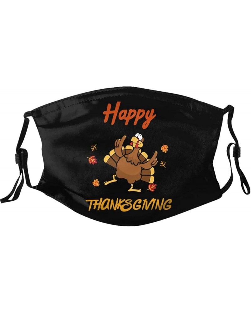 Happy Thanksgiving Funny Turkey Day Face Mask with 2 Filter Adjustable Breathable Reusable Dust Mask Black $11.63 Balaclavas