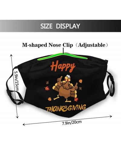 Happy Thanksgiving Funny Turkey Day Face Mask with 2 Filter Adjustable Breathable Reusable Dust Mask Black $11.63 Balaclavas