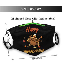 Happy Thanksgiving Funny Turkey Day Face Mask with 2 Filter Adjustable Breathable Reusable Dust Mask Black $11.63 Balaclavas