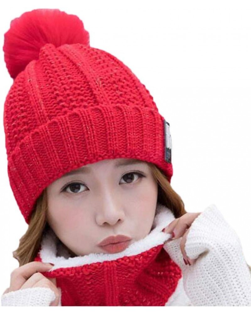 Beanies Women Winter Warm Skullies Knitted Beanie Cute Beanie Outdoor Beanie Cozy Slouchy Skullies Stretchy Skull Cap Red $11...