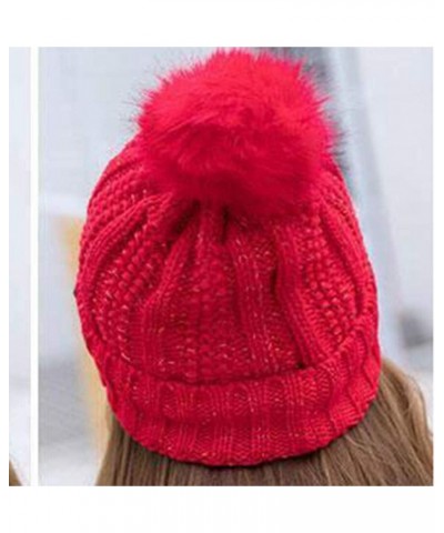 Beanies Women Winter Warm Skullies Knitted Beanie Cute Beanie Outdoor Beanie Cozy Slouchy Skullies Stretchy Skull Cap Red $11...