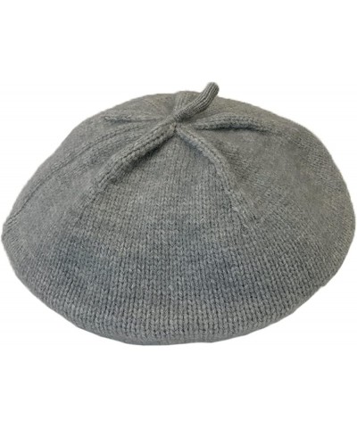 Womens Wool Knitted Beret Hat Elegant Paris Painter Artist Beanie Cap Female Elastic Plain Colours Hats for Daily Gray $12.58...