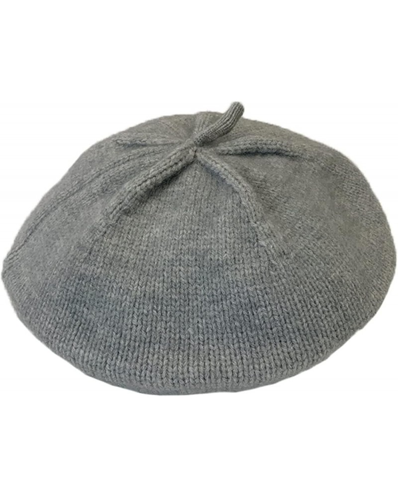 Womens Wool Knitted Beret Hat Elegant Paris Painter Artist Beanie Cap Female Elastic Plain Colours Hats for Daily Gray $12.58...