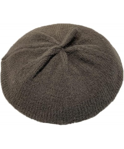 Womens Wool Knitted Beret Hat Elegant Paris Painter Artist Beanie Cap Female Elastic Plain Colours Hats for Daily Gray $12.58...