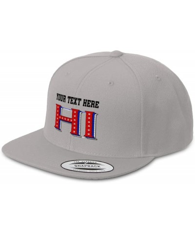 Snapback Hats for Men & Women Hawaii Red Flag Stars Love Flat Bill Baseball Cap Silver Personalized Text Here $20.99 Baseball...