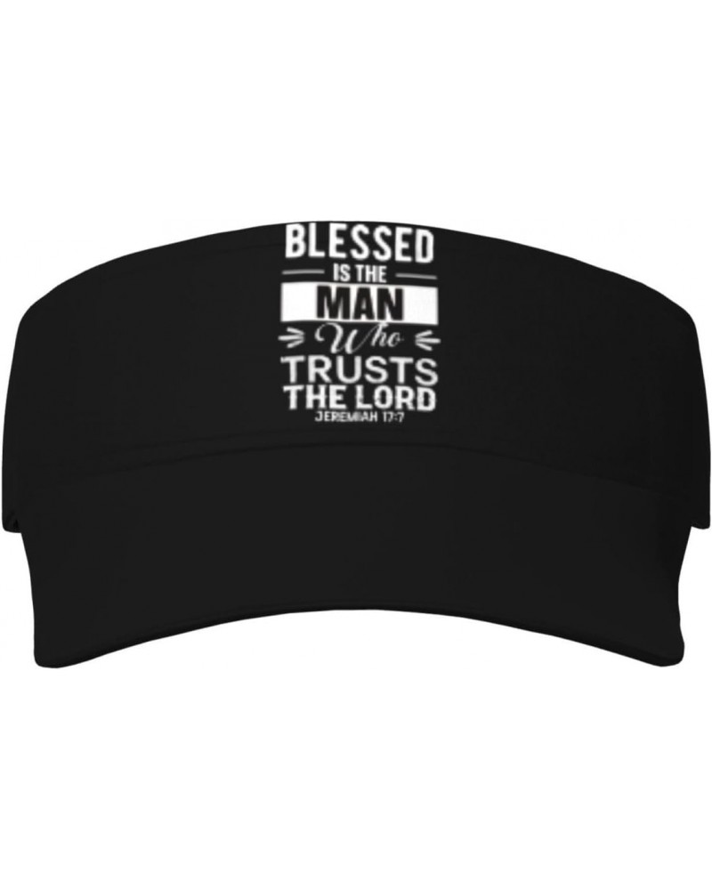 Jesus Blessed is The Man Who Trusts The Lord Adult Sunscreen Visor Cap Outdoor Comfort for Men Women7 Black $9.89 Visors