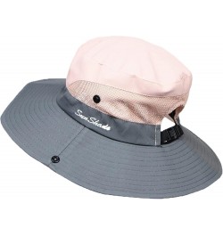 Women Foldable Bucket Hat Mesh Breathable Wide Brim Fisherman Cap Summer Travel Sun Hats with Lanyard Pink $6.66 Sun Hats