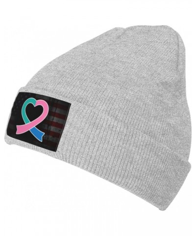 Thyroid Cancer Awareness Ribbon Unisex Four Seasons Knitted Hat Winter Warm Hats Hats for Men Women One Size Gray $13.22 Skul...