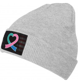 Thyroid Cancer Awareness Ribbon Unisex Four Seasons Knitted Hat Winter Warm Hats Hats for Men Women One Size Gray $13.22 Skul...