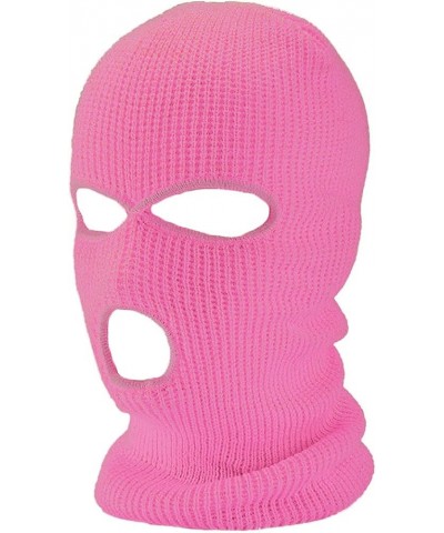 3-Hole Winter Knitted Ski Mask, Outdoor Warm Balaclava Full Face Cover Thermal Cycling Mask KM2 Leather Pink $13.49 Balaclavas