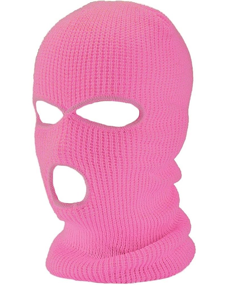 3-Hole Winter Knitted Ski Mask, Outdoor Warm Balaclava Full Face Cover Thermal Cycling Mask KM2 Leather Pink $13.49 Balaclavas