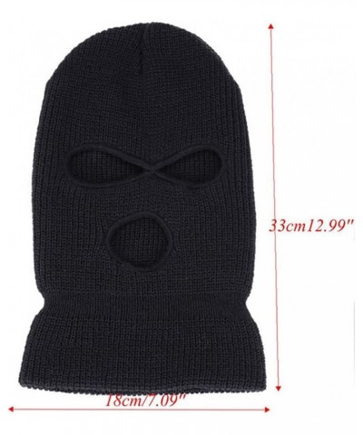 3-Hole Winter Knitted Ski Mask, Outdoor Warm Balaclava Full Face Cover Thermal Cycling Mask KM2 Leather Pink $13.49 Balaclavas