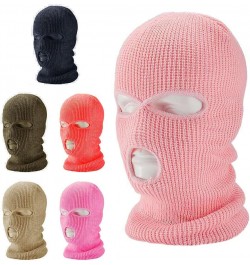 3-Hole Winter Knitted Ski Mask, Outdoor Warm Balaclava Full Face Cover Thermal Cycling Mask KM2 Leather Pink $13.49 Balaclavas