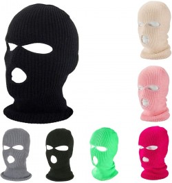 3-Hole Winter Knitted Ski Mask, Outdoor Warm Balaclava Full Face Cover Thermal Cycling Mask KM2 Leather Pink $13.49 Balaclavas