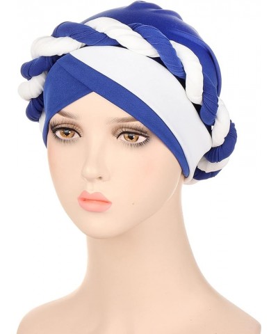 Women Braid Turban Hats Hat Cancer Cap Hair Bonnet Head Scarf Wrap Cover Head Wrap Hats Blue $7.84 Skullies & Beanies