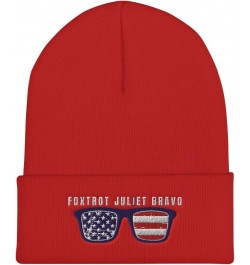 Foxtrot Juliet Bravo Hat | FJB Hats for Men - Cuffed Beanie - Fun Design Red $14.03 Skullies & Beanies