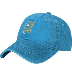 Shut Your Five Hole Hockey Vintage Baseball Cap Women Men Trucker Caps Golf Dad Hats Blue $9.79 Cowboy Hats