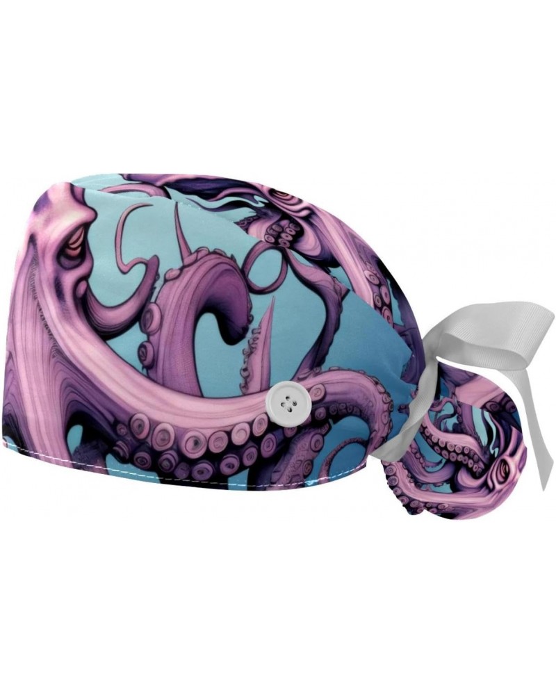 2-Pc Working Hat,Nursing Hat,Surgical Surgery Hats,Bouffant Tie Back Hats,Abstract Ocean Octopus $12.08 Skullies & Beanies