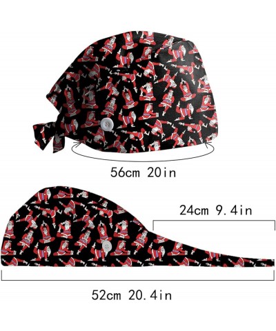 Womens Christmas Nurse Surgical Scrub Hat with Buttons Adjustable Cute Print Sweatband Stand-Ear Bouffant Cap Xmas Gifts N $7...