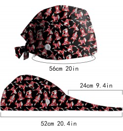 Womens Christmas Nurse Surgical Scrub Hat with Buttons Adjustable Cute Print Sweatband Stand-Ear Bouffant Cap Xmas Gifts N $7...