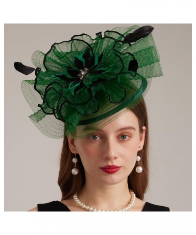 Kentucky Organza Derby Top Hats for Women Sun Visor Cap Ladies Flowers Bride Weeding Fascinators Wide Brim Fedoras Green 4 $1...