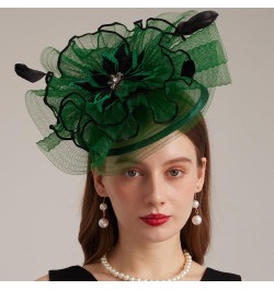 Kentucky Organza Derby Top Hats for Women Sun Visor Cap Ladies Flowers Bride Weeding Fascinators Wide Brim Fedoras Green 4 $1...