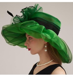 Kentucky Organza Derby Top Hats for Women Sun Visor Cap Ladies Flowers Bride Weeding Fascinators Wide Brim Fedoras Green 4 $1...