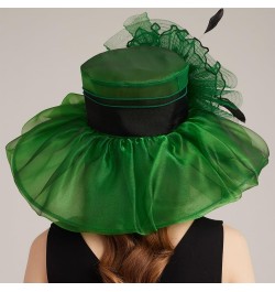 Kentucky Organza Derby Top Hats for Women Sun Visor Cap Ladies Flowers Bride Weeding Fascinators Wide Brim Fedoras Green 4 $1...