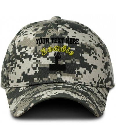 Custom Camo Baseball Cap Zombie Mythical Creatures Cotton Hunting Dad Hats for Men & Women Pixel Camo Personalized Text Here ...