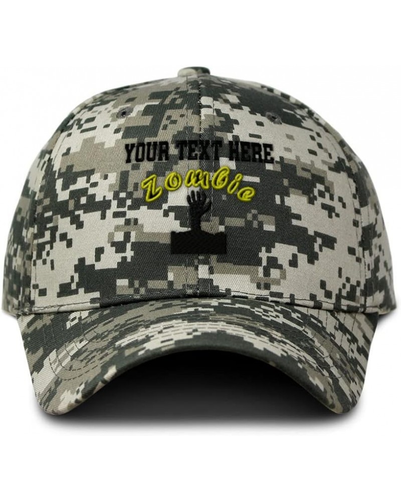 Custom Camo Baseball Cap Zombie Mythical Creatures Cotton Hunting Dad Hats for Men & Women Pixel Camo Personalized Text Here ...