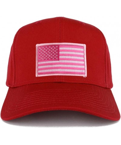 Pink USA Flag Structured High Profile Baseball Cap Red $11.04 Baseball Caps