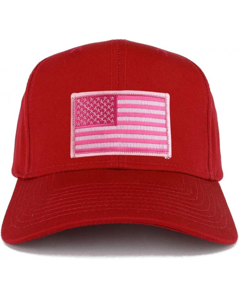 Pink USA Flag Structured High Profile Baseball Cap Red $11.04 Baseball Caps