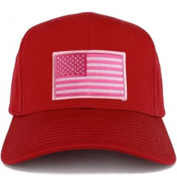 Pink USA Flag Structured High Profile Baseball Cap Red $11.04 Baseball Caps