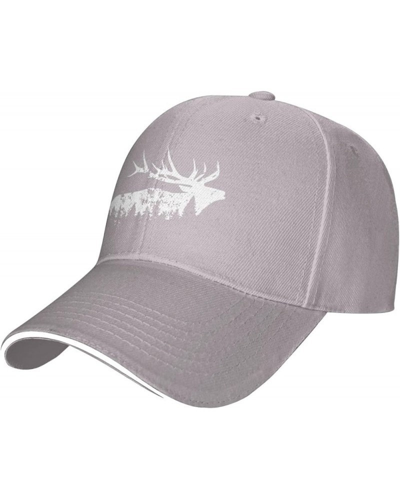 Elk and Forest,Wilderness Women's Baseball Hat Retro Trucker Hat Adjustable Gray $11.81 Baseball Caps