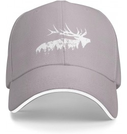 Elk and Forest,Wilderness Women's Baseball Hat Retro Trucker Hat Adjustable Gray $11.81 Baseball Caps