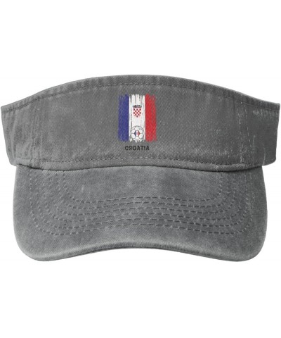 Croatia Football Flag Sun Visor Hats for Women Men Sun Hat Vintage Golf Hat Adjustable Baseball Cap Gray $13.12 Visors