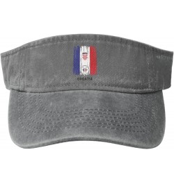 Croatia Football Flag Sun Visor Hats for Women Men Sun Hat Vintage Golf Hat Adjustable Baseball Cap Gray $13.12 Visors