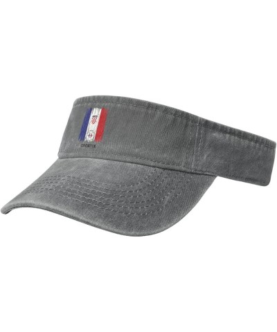 Croatia Football Flag Sun Visor Hats for Women Men Sun Hat Vintage Golf Hat Adjustable Baseball Cap Gray $13.12 Visors