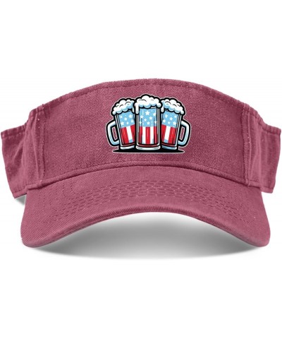 Beer American Flag Caps Sun Visor Hats for Adult Golf Hats with Designs Beach Caps Deep Rose $11.17 Sun Hats